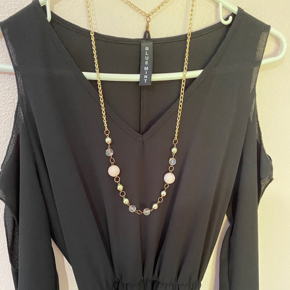 Black dress with necklace